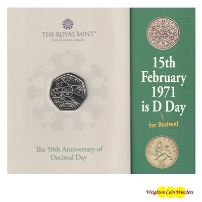 2021 BU 50p Coin Pack - 50th Anniversary of Decimal Day